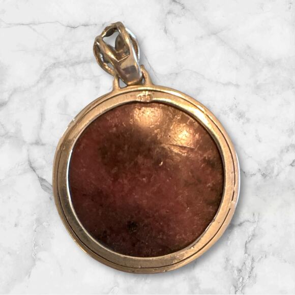 Sterling Silver and Large Rhodonite stone pendant - Picture 2 of 3